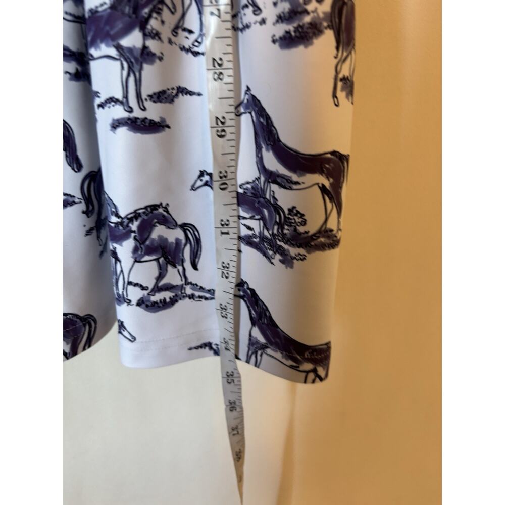 Smith & Quinn Dress Medium Mini Aline Puff Sleeve Horse
Print White Blue Stretch - Picture 7 of 12